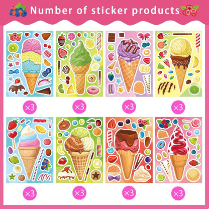 24 Sheets Make a Face Stickers for Kids Toddlers, Make Your Own Animal Mix and Match Sticker Sheets with Sea Animals Horses Dinosaurs Unicorns for Kids Crafts Party Favors Goodie Bags Stuffers
