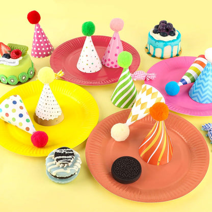 10 PCS Colorful Mini Party Hats for Stuffed Animals Lovely Paper Cone Tiny Birthday Hats for Stuffed Animals Pets Baby, Accessories