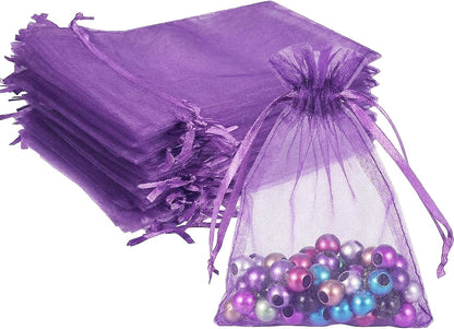 Wudygirl 100pcs 5X7 Inches White Organza Bags Christmas Drawstring Pouches Party Wedding Favor Bags Goodie bags(White 5x7)