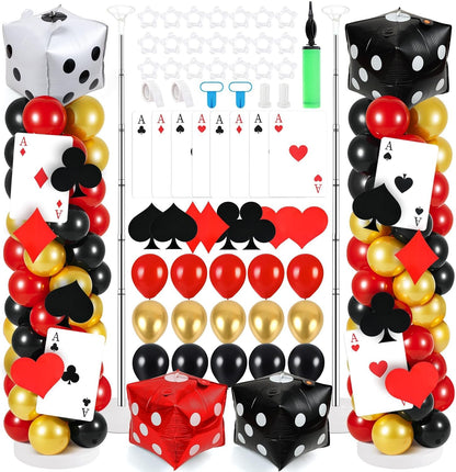 2 Sets Graduation Balloon Column Stand Kits with Balloons 2026 Grad Themed Decoration Navy Blue Balloon Tower Stand Kit for Grad High School & College Celebration Party Decor