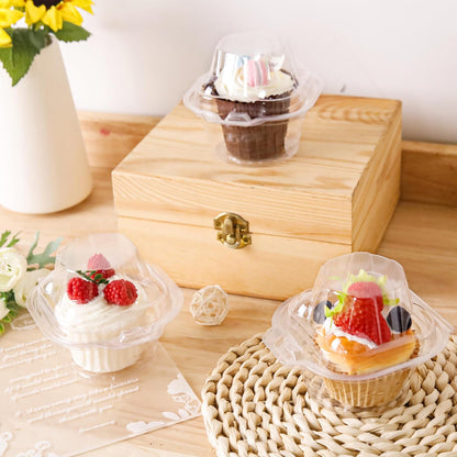 NPLUX 60 Pack Individual Cupcake Containers Plastic Cupcake Boxes Cupcake Holders Stackable Deep Dome Cupcake Carrier
