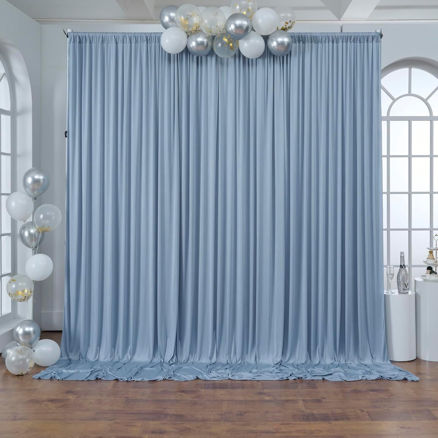10 ft x 10 ft Wrinkle Free White Backdrop Curtains for Wedding Parties, Polyester Photography Backdrop Drapes for Birthday Parties Stage Backdrop Stand, 2 Panels 5x10FT Background Curtains