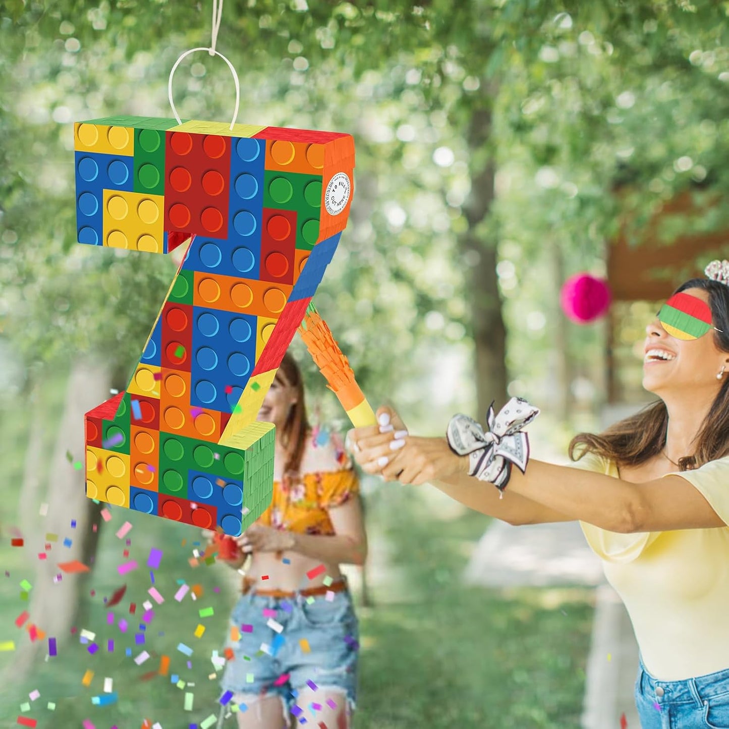 Hooqict Mexican Pinata with Blindfold and Bat Stick Party Pinata for Fiesta Carnival Cinco de Mayo Decorations Kids Adults Mexican Party Games Birthday Party Supplies