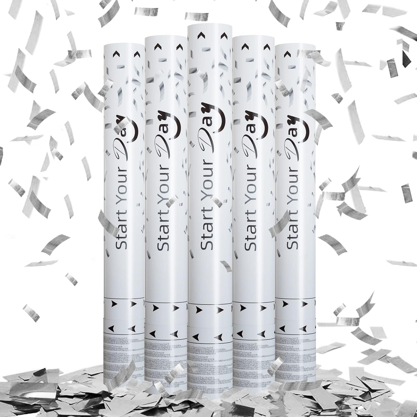 Confetti Cannons Confetti Poppers 5 Pack,15 Inch Gold Party Poppers Confetti Shooters, WORKKEEP Yello Confetti Pop for Birthday Wedding Celebration Halloween Decorations Air Powered Confetti Gun