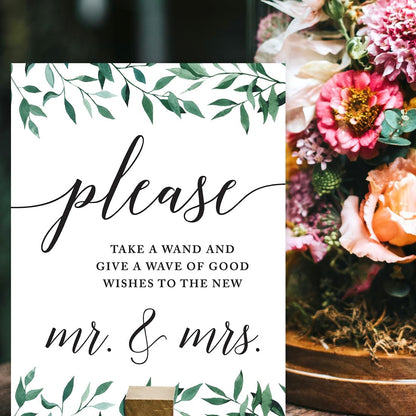 Andaz Press Wedding Party Signs, Natural Greenery Green Leaves, 8.5x11-inch, Bridal Shower Scavenger Hunt, 1-Pack - Colors B
