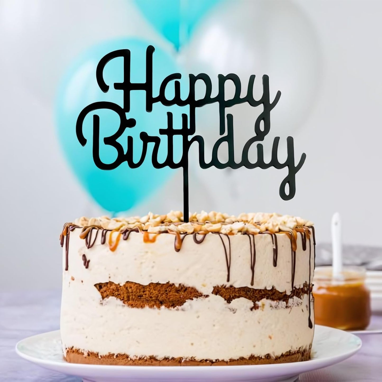 DIY Happy birthday Cake Topper Black Acrylic