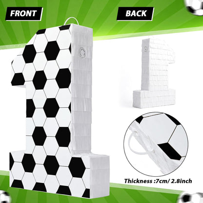 Gemscream Number 9 Soccer Piñata Bundle with Blindfold and Stick Small Piñata Party Decoration for Mexican Fiesta Cinco De Mayo School Anniversary Football Party Celebration Gift 15.75 x 11 x 2.8 in