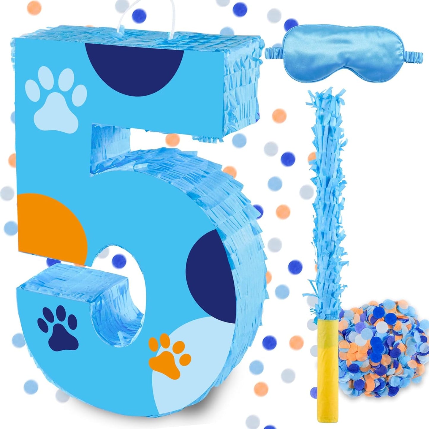 16 Inch Number 2 Dog Paw Pinata with 16 Inch Piñata Stick Blindfold Confetti for Boy Girl Kids 2nd Birthday Party Decorations (2nd)