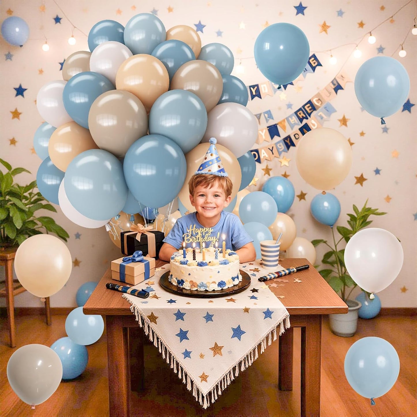 Blue Silver Balloons Set, 12 Inch Blue and Silver Balloons Dark Navy and Confetti Party Latex Balloon, Macaron Metallic Baby Blue Mixed Balloon for Birthday Graduation Baby Shower Wedding Retirement