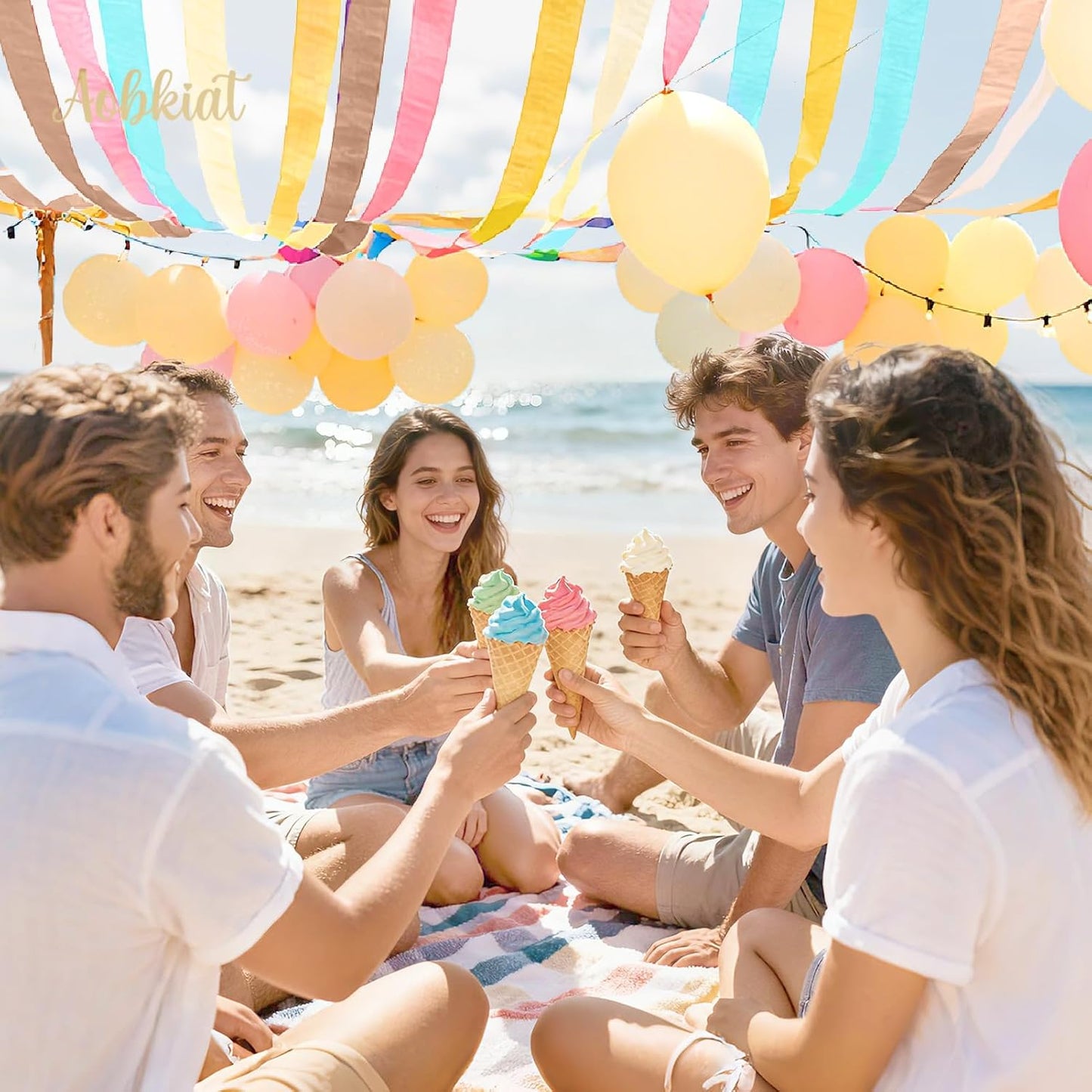 AOBKIAT Colorful Streamers Party Decorations,5 Rolls Vintage Rainbow Crepe Paper Streamers for Birthday,Candyland Theme Baby Shower,Fiesta,Wedding,Christmas,DIY Craft Crepe Paper,1.8 Inch x 82 Ft/Roll