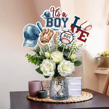 Beautiful Butterfly Centerpiece Sticks - Floral Baby Shower or Birthday Table Toppers - Butterfly Themed Gender Reveal Bridal Shower Party Decoration- Set of 15