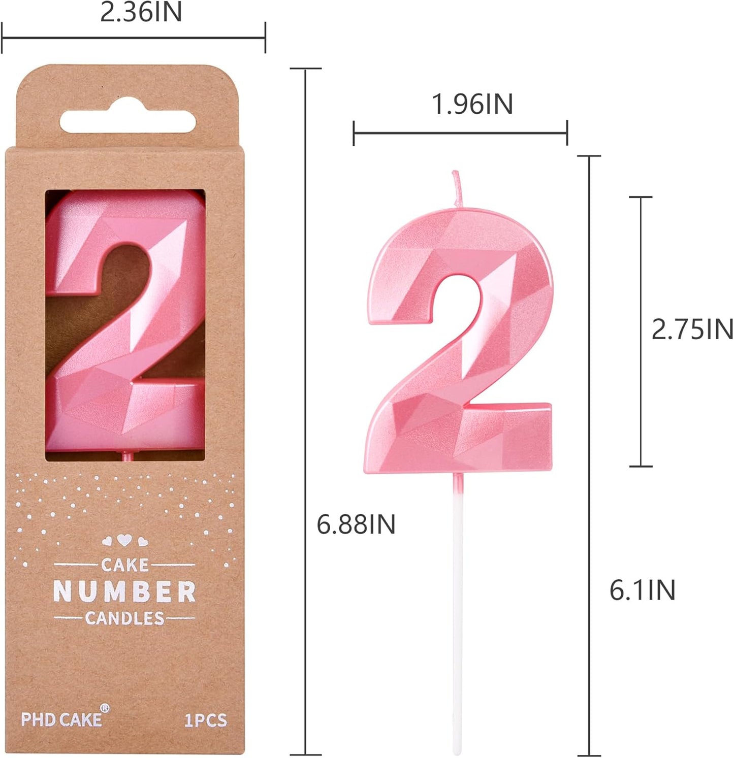 PHD CAKE 2.76 Inch Crystal Black 9 Number Birthday Candles, Black Number Candles, Cake Number Candles, Party Celebration