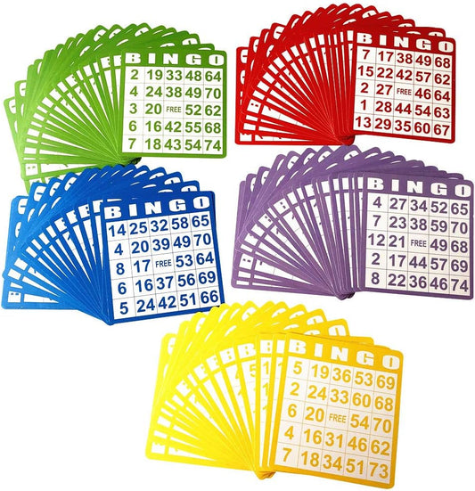 Yuanhe 100 Bingo Game Cards - Disposable Reusable Paper Sheets for Kids Party School Classroom Family Gathering Activity Casino Trip