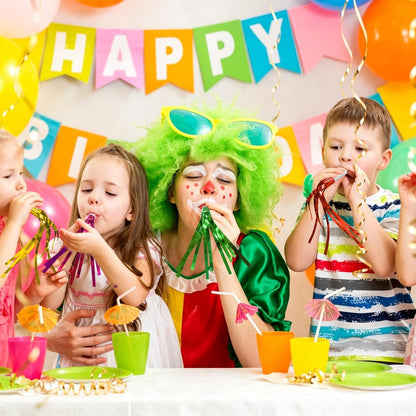 30 PCS Fringed Glitter Party Blowers, Funny Birthday Noise Makers Colorful Horns Whistles for Kids Adults Carnival Birthday Party Graduations Party Celebration Supplies