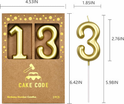 2.76 Inch Classical Gold 5 Number Birthday Candles, Gold Number Candles, Cake Number Candles, Party Celebration