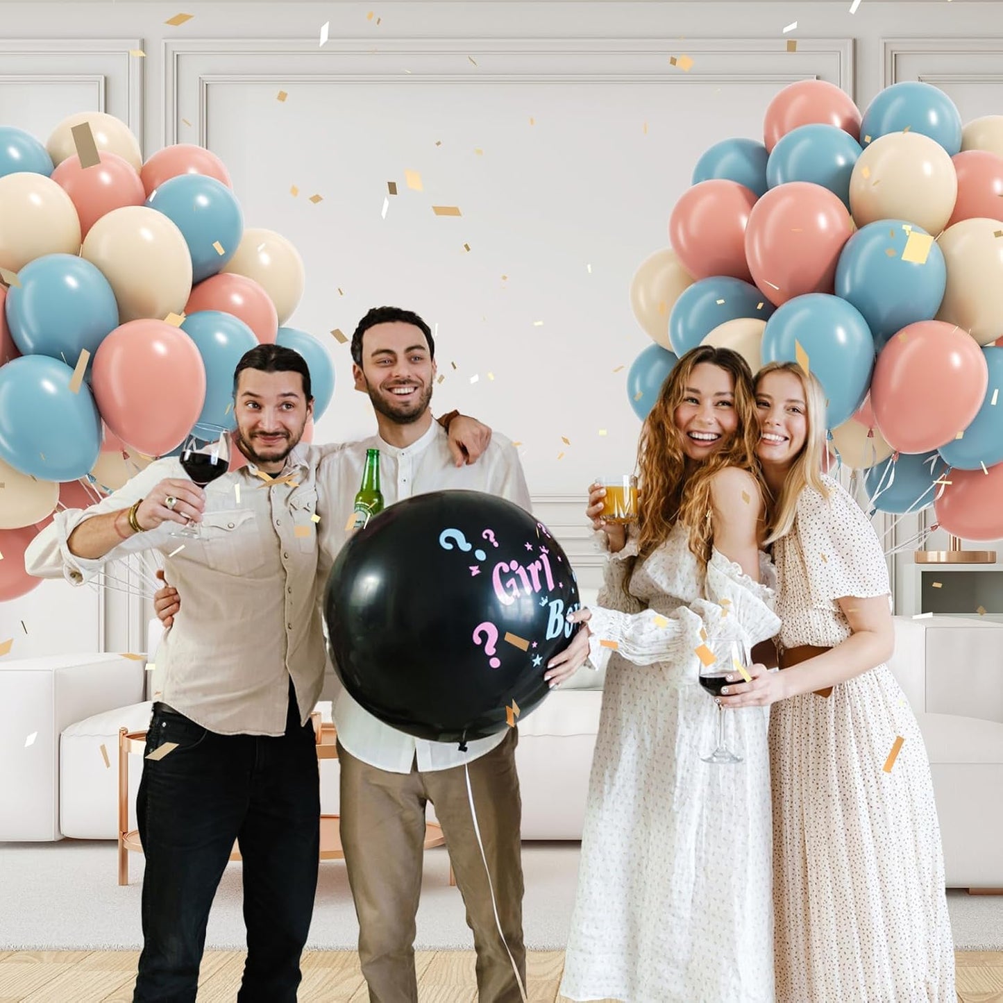 Light Pink and White Balloons, 60pcs 12inch Pearl Light Baby Pink Confetti White Balloons for Wedding Bridal Shower Baby Shower Pink Birthday Decorations