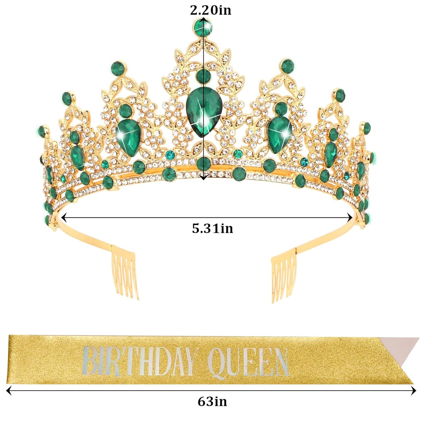 CAVETEE Red Black Birthday Crown and Sash for Women Sash & Rhinestone Tiara Set Red and Black Party Decorations Birthday Queen Crowns Tiaras for Women