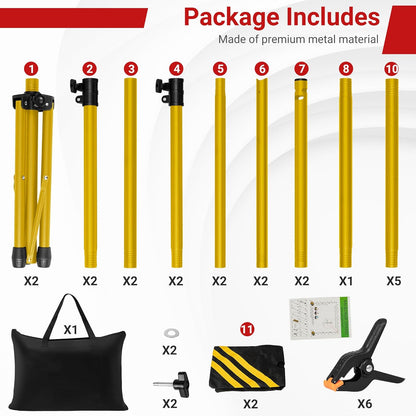 Backdrop Stand, Adjustable 10x7.5 FT Background Stand Backdrop for Parties, Photo Video Studio, Portable Photography Backdrop Stand with Carrying Bag, 6 Backdrop Clamps, and 2 Stand Bags