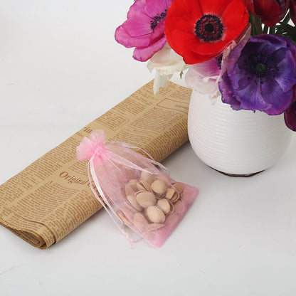 HRX Package 100pcs White Organza Bags, 4x6 inch Mesh Bags Drawstring Gift Bags Jewelry Pouches for Candy Wedding Favors Christmas