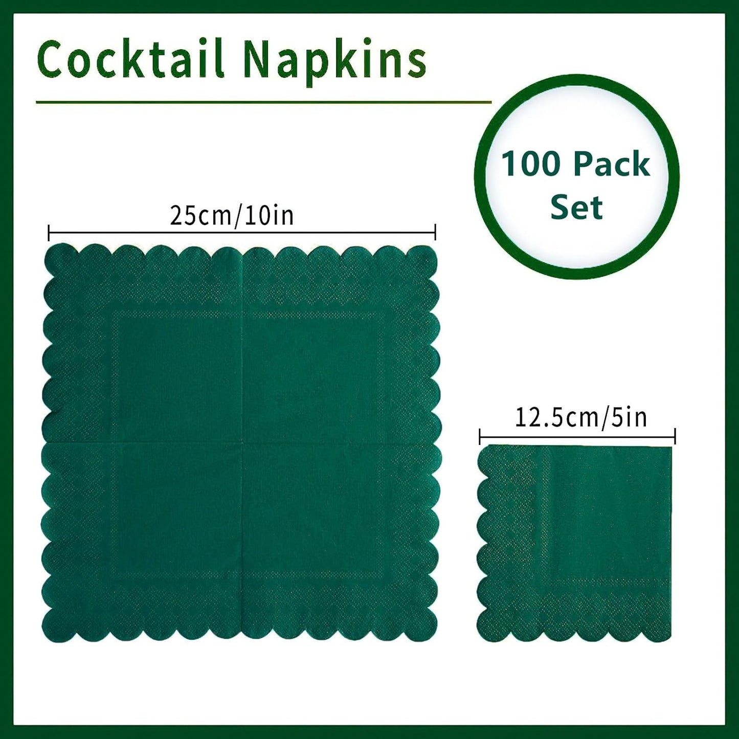 100 Pack Cocktail Napkin 2-Ply Scalloped Edged Dessert Napkins Folded 5 x 5 Inches Disposable Napkins for Dinner Wedding Birthday Party Bridal Anniversary Reception Event (Pink)