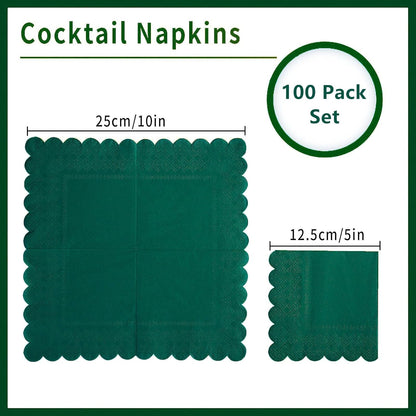 100 Pack Cocktail Napkin 2-Ply Scalloped Edged Dessert Napkins Folded 5 x 5 Inches Disposable Napkins for Dinner Wedding Birthday Party Bridal Anniversary Reception Event (Pink)