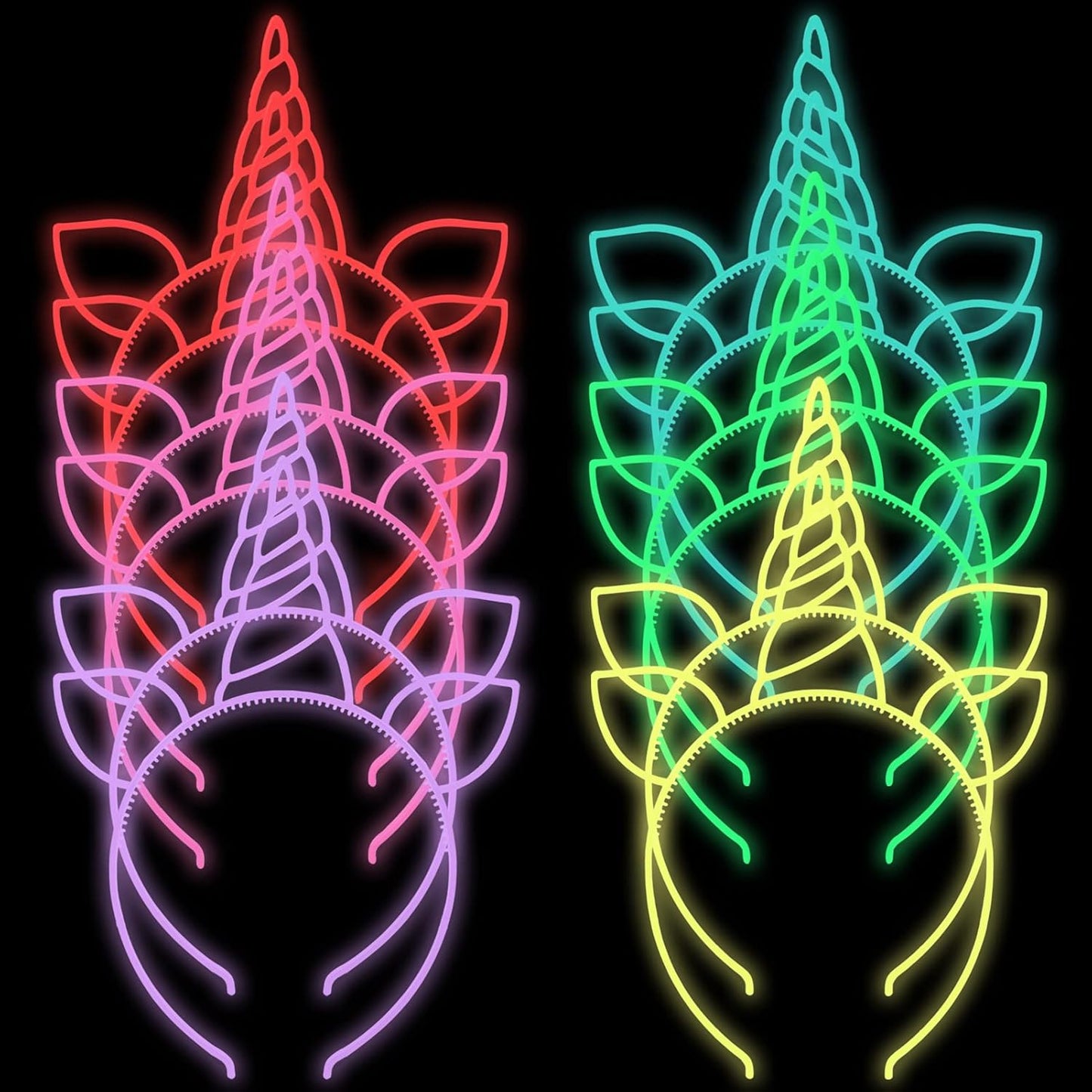 ZIRICHER 6 Colors Glow in the Dark Headbands, Plastic Light Up Hair Band Crowns Luminous Headband For Girls Party Headbands