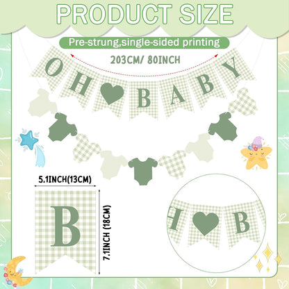 Hahafelt 1 Pcs Blue Gingham Welcome Baby Boy Banner for Baby Shower Party Decorations Pre Strung Gender Reveal Paper Banner for Table, Wall, Mantel Display Party Decor Supplies