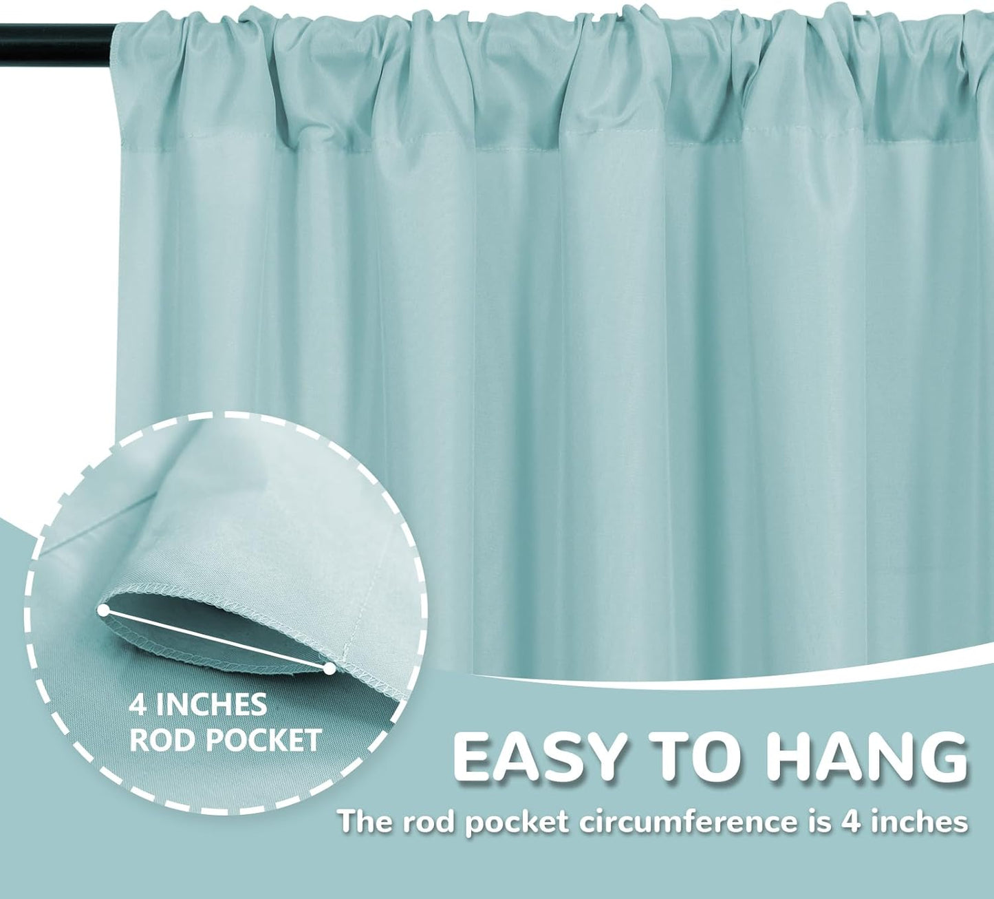 MEETSKY Black Backdrop Curtains for Parties - 10ft x 8ft Party Photo Background Curtain Rod Pocket Fabric Drapes Panels for Boys Birthday Holiday Home Halloween Decoration, 5ft x 8ft, 2 Panels
