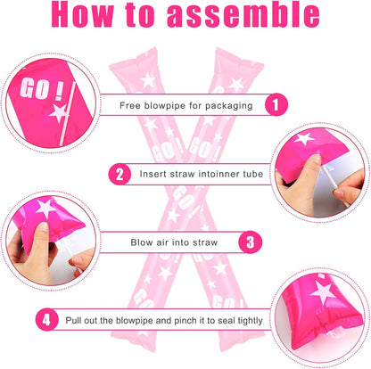 Hungdao 100 Pcs Thunder Sticks Spirit Boom Sticks Cheerleading Football Noise Makers Inflatable Noisemakers for Party Dance Basketball Sporting Event
