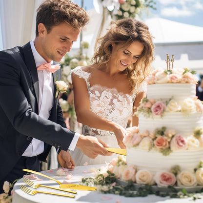 Cake Cutting Set For Wedding, Wedding Cake Knife And Server Set, Mr And Mrs Forks And Cake Cutter Set For Wedding, Bridal Shower Gifts, Engagement Gifts For Couples (Silver)
