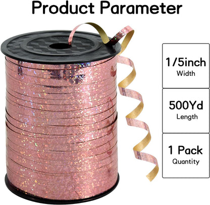BEISHIDA 500 Yards Red Ribbon Crimped Curling, Balloon String Shiny Metallic Roll for Gift Wrapping Ribbon for Birthday Valentines Day Wedding Mother's Day Party Decorations