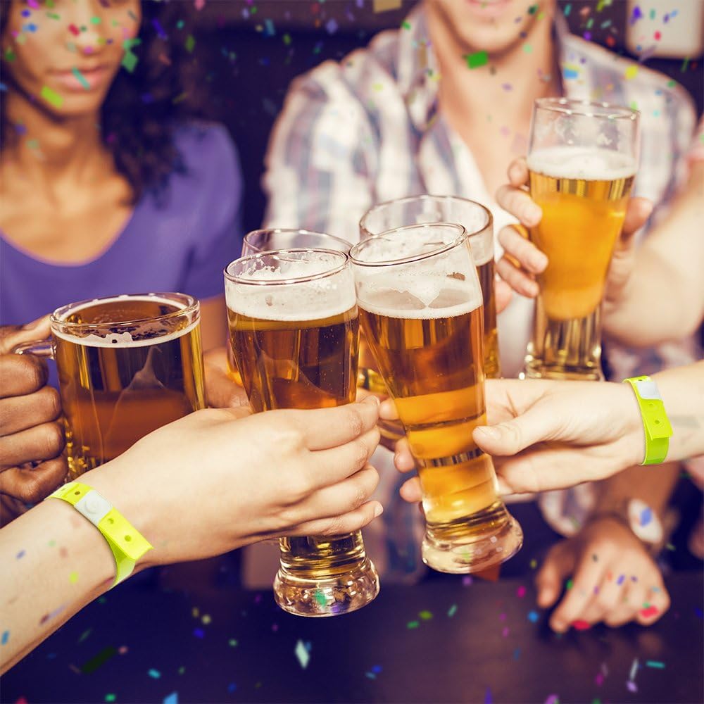 Ouchan Plastic Event Wristbands Neon Green- 100 Pack Vinyl Wristbands for Party