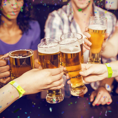 Ouchan Plastic Event Wristbands Neon Green- 100 Pack Vinyl Wristbands for Party