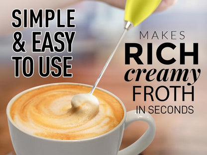Zulay Kitchen Powerful Milk Frother AA Batteries Included – Ultra Fast Handheld Drink Mixer with Stainless Steel Whisk Stirrer for Coffee, Protein, Matcha & More, Frother Wand Electric Frothmate Black - Colors E