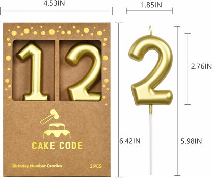 2.76 Inch Classical Gold 5 Number Birthday Candles, Gold Number Candles, Cake Number Candles, Party Celebration