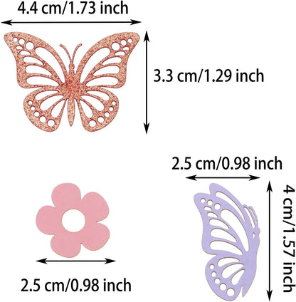 ONLYKXY 13g Butterfly Flower Table Confetti Decor Glitter Butterfly Decoration for Birthday Wedding Theme Thanks Giving Party Valentine's Mother's Day Scatter Bless Confetti (Glitter Gold)