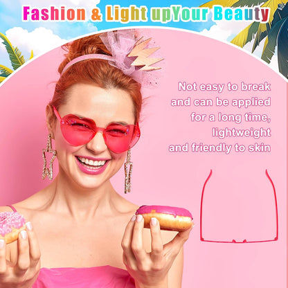 20 Pairs Heart Shaped Sunglasses for Women Men Girls Rimless Glasses Candy Color Eyewear Party Heart Sunglasses