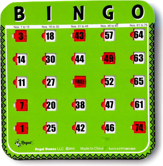 Regal Bingo Bulk Bingo Cards with Sliding Windows - Reusable Large Print Bingo Game Cards for Adults Large Group - 8 Pack, Yellow