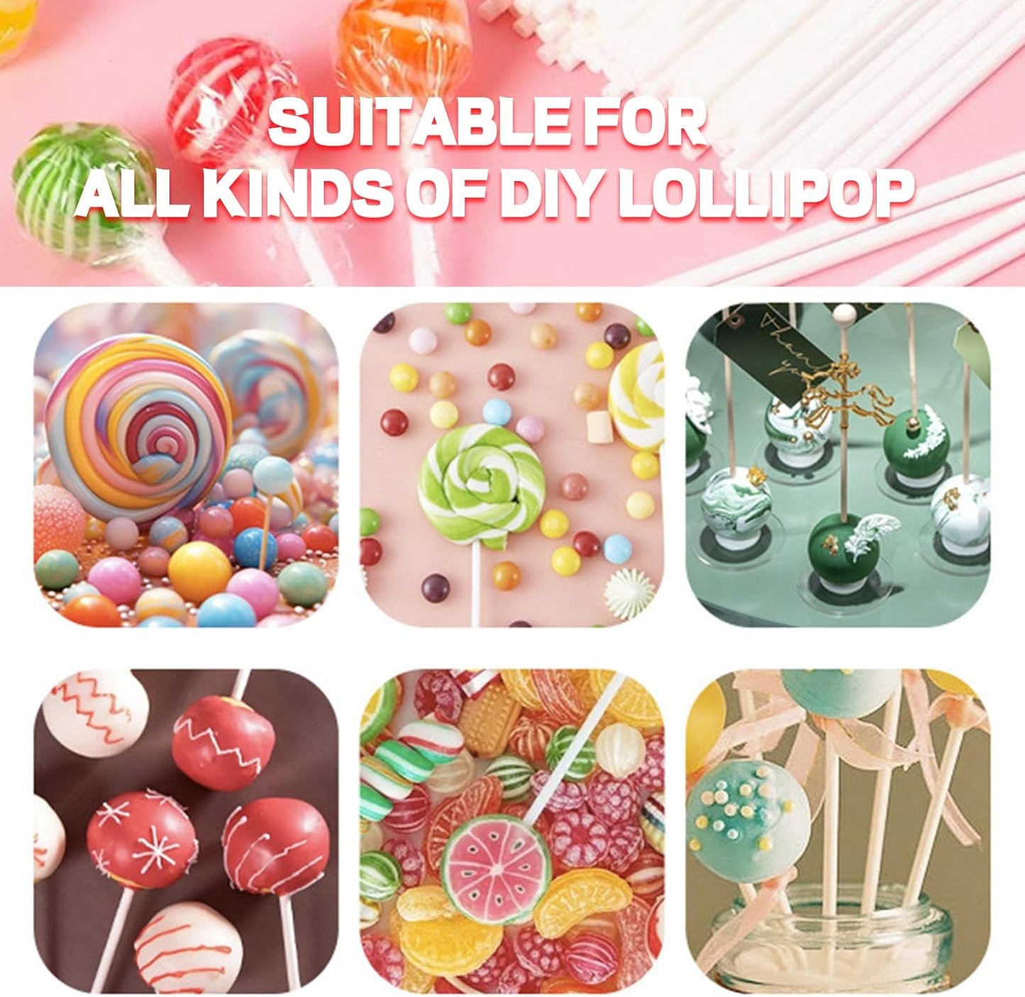 Lollipop Sticks,Cake Pop Sticks,Candy Sticks 100pcs 4 Inch,Used for Cake,Candy, Cookies, Chocolate