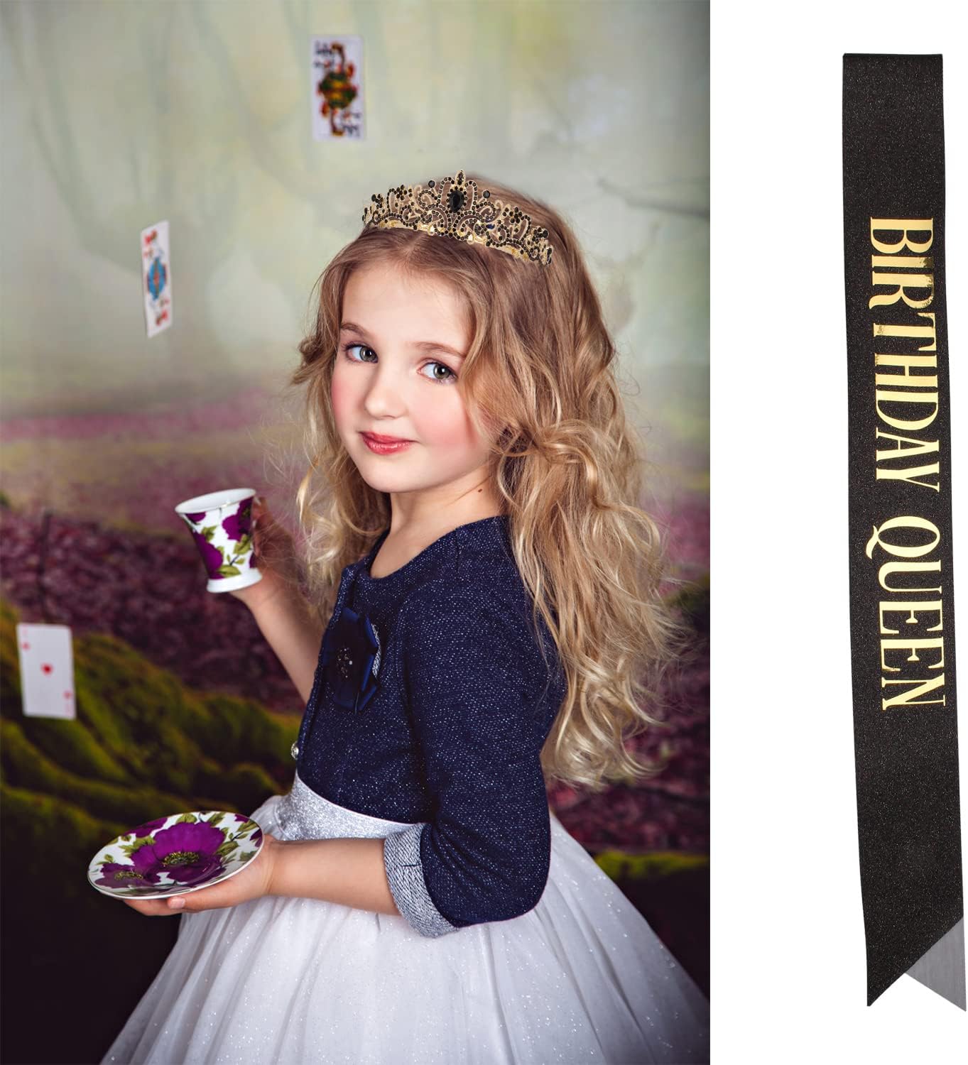 Happy Birthday Queen Tiara Crowns for Women, Red Sash, Party Favors Supplies Gift, 30th Decorations, Stuff Accessories