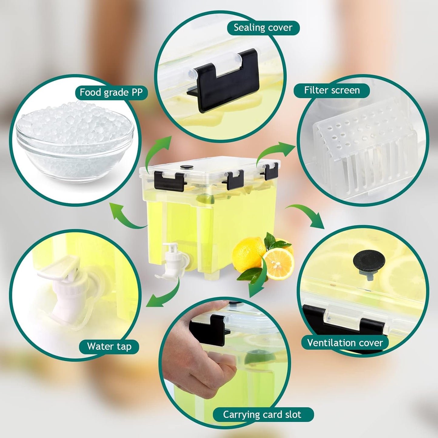2.5 Gallon Drink Dispenser For Fridge,Beverage Dispenser With Spigot. Milk,Lemonade Dispenser,Juice Containers With Lids For Parties And Dairly Use,100% Sealed And Filter screen（1+1.5）Gallon