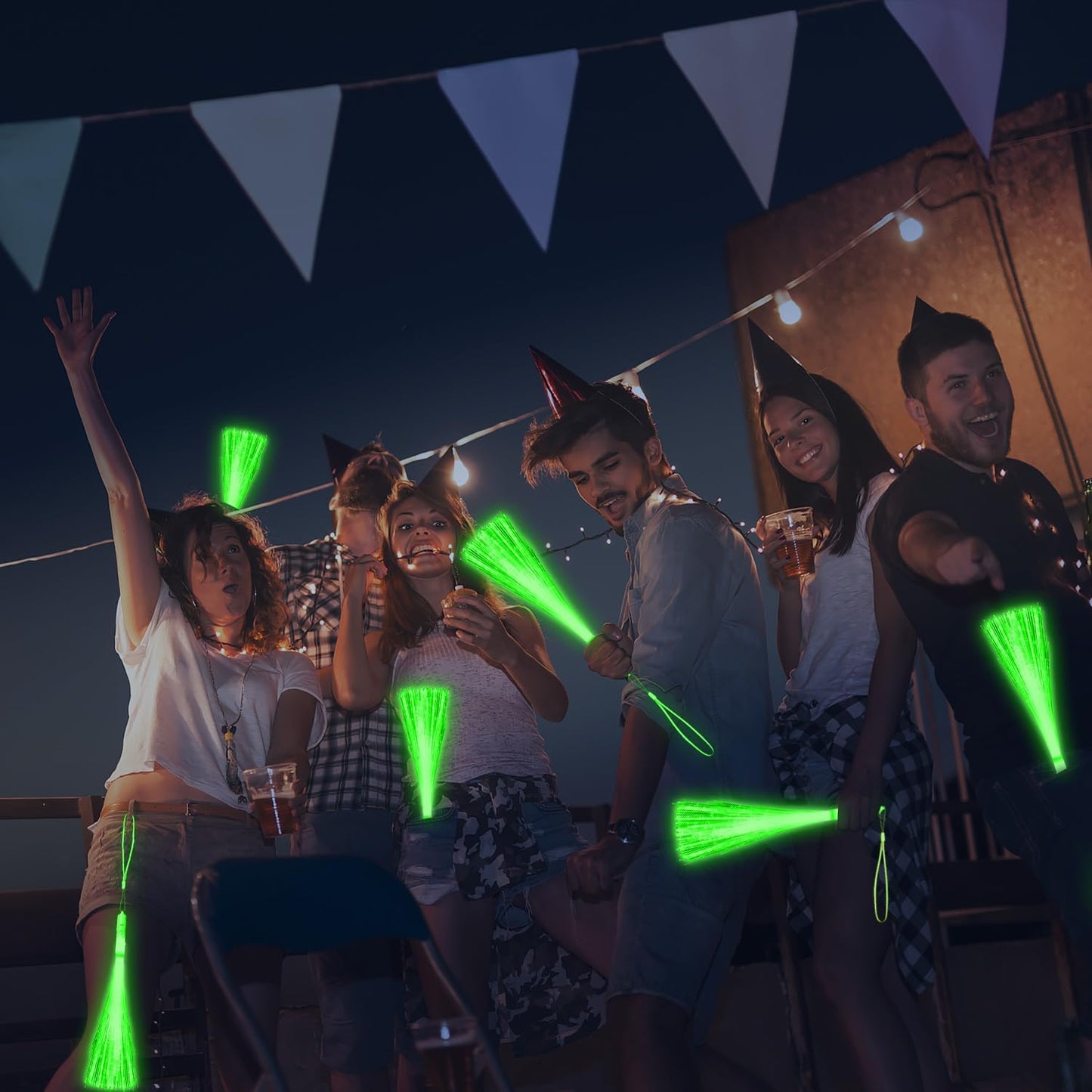 30 Pack Blue Fiber Optic Wands Glow Fiber Wands Bulk LED Light Up Wands with 3 Flashing Modes LED Flashing Sticks for July 4th Halloween Christmas Wedding Birthday Carnival Bachelor Party