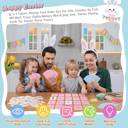 Zubebe 24 Pack End of Year Card Games Bulk 6 in 1 Classic Playing Card Game Set for Kids Includes Go Fish, Old Maid, Crazy Eights, Memory Match, Slap Jack, Playing Cards for End of Year Party Favors