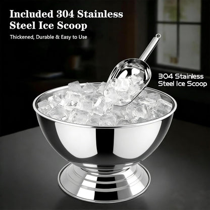 12L Large Stainless Steel Champagne Ice Bucket with Ice Scoop, Mirror Polished Punch Bowl with Detachable Stable Base, Holds Up to 10 Bottles for Parties, Weddings, Banquets and Restaurants(2 packs)
