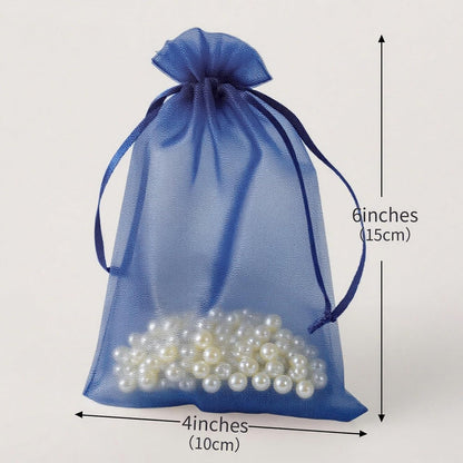 100PCS White Organza Bags, 4x6 Inch Small Mesh Bags Drawstring, Jewelry Gift Bags for Easter, Party, Festival, Bathroom Soaps, Makeup