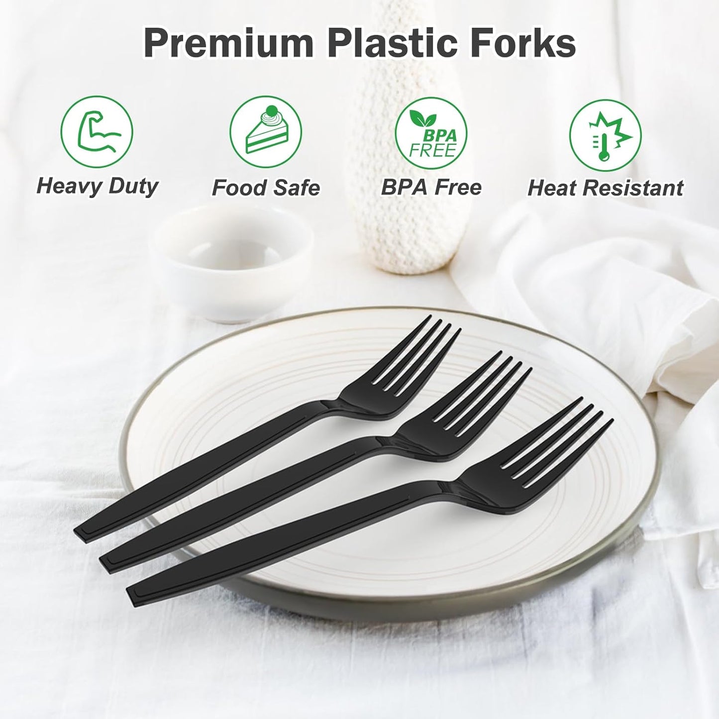 Dealusy 360 Count Extra Heavy Duty Clear Plastic Forks Disposable, BPA-Free, Heat Resistant, Solid and Durable Disposable Forks Bulk, Premium Plastic Forks heavy duty for Party Supply
