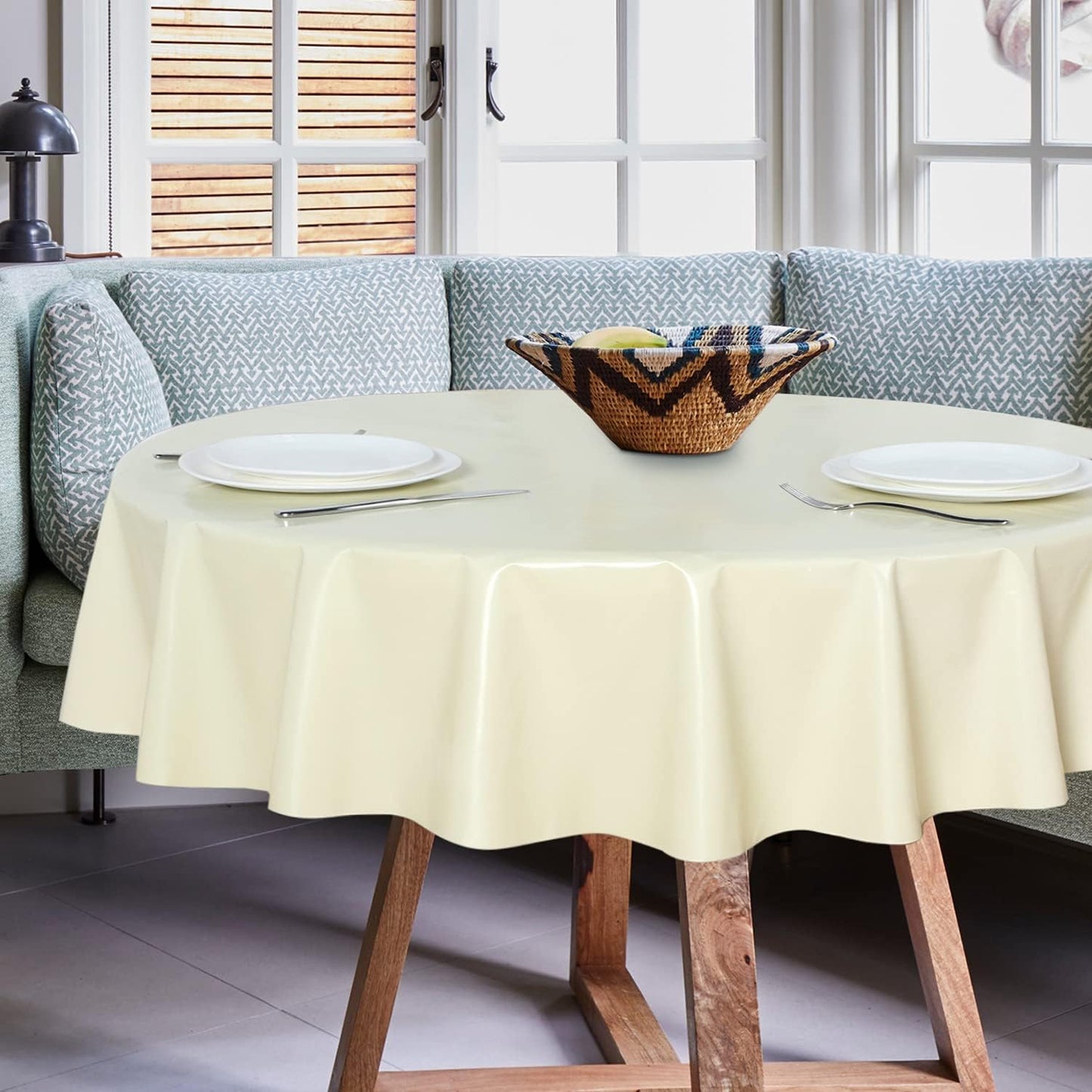 sancua Clear Plastic 100% Waterproof Tablecloth - 54 x 78 Inch - Vinyl PVC Rectangle Table Cloth Protector Oil Spill Proof Wipe Clean Table Cover for Dining Tables, Parties & Camping, Crystal Clear