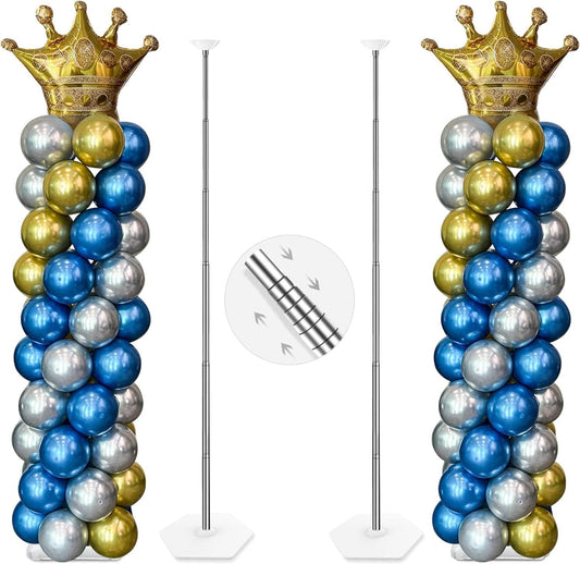 YALLOVE Balloon Column Stand Kit Set of 4, 7 Feet Height Adjustable Balloon Tower Pillar with Reusable Metal Telescopic Design for Birthday, Wedding, Baby Shower, Graduation Party Decoration