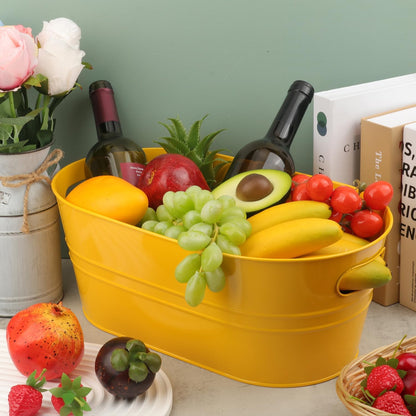 3 PCS 15.3 x 9 x 6 inches White Metal Galvanized Tub with Iron Handles, 3 Gallon Beverage Tubs for Parties, Large Ice Buckets for Beer, Wine, Cocktails & Outdoor Events
