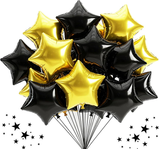 TONIFUL 30Pcs 18 Inch Large Blue Silver Star Shape Foil Balloons Big Stars Helium Mylar Ballons for Birthday Wedding Baby Shower Anniversary Engagement Party Decorations Supplies - Colors A